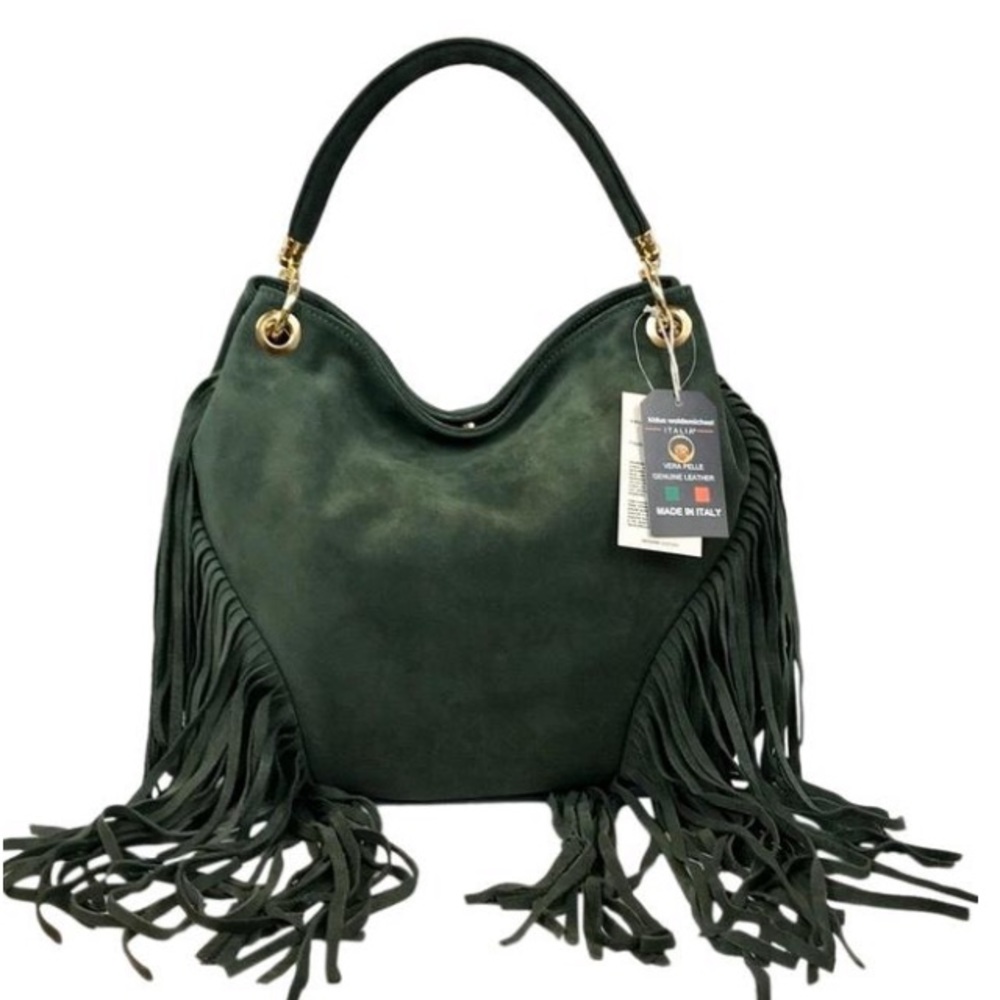 Suede leather made in Italy luxury hobo shoulder